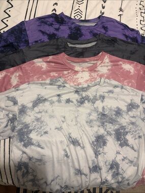 Tie-Dye Short Sleeve Tees — Purple, Grey, Pink, White
